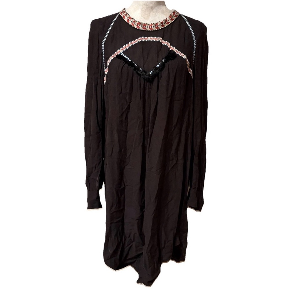Etoile Isabel Marant Womens Boho Embroidered Mini Tunic Dress Black Size EUR 40